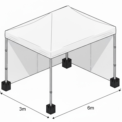 >Folding tent 6×3 m (450 Euro each)